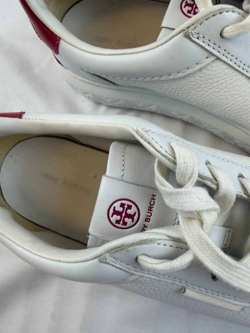 Tory Burch Ladybug Sneaker Size 8.5M White/Berry 149083 Excellent Condition - Picture 9 of 11
